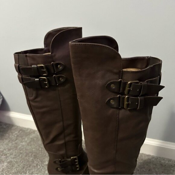 Dolce Vita Brown Buckle Knee High Boots 8.5 Riding Moto Chic Equestrian - Picture 5 of 15